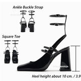 fligmm Fashion Pumps High-heel Shoes With Straps For Women Mary Jane Lovey Pumps Square Toe 2023 Spring Pumps Ins Popular 0410