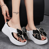 Fligmm Bowknot Wedge Flip Flops Women Super High Heels Thick Bottom Eva Slippers Woman Summer Clip Toe Chunky Platform Sandals