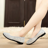 Fligmm Spring Summer New Women Flats Comfortable Slip on Flat Shoes Sequined Woman Boat Shoes Black Ladies Ballet Flats