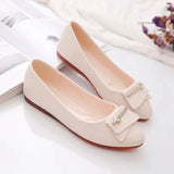 Fligmm Work Women Single Shoes 2024 Spring Soft Leather Flats Slip on Women Casual Shoes Concise Non Slip Soft Sole Women Shoes