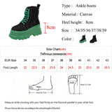 Fligmm Green Punk Chunky Platform Ankle Boots for Women Autumn Winter Thick Bottom Motorcycle Boots Wedges Gothic Shoes Woman