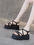 Fligmm Cross Strap Wedge Heel Sandals Woman Summer Chunky Platform Slingbacks Women Slippers Thick Bottom Slides Flip Flops