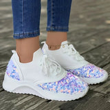 Fligmm Sequins Platform Sneakers for Women 2024 Autumn Non Slip Knitting Flats Woman Breathable Mesh Walking Shoes Plus Size 43