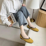 Fligmm Cotton Fabric Flats Shoes Women Yellow Ballerina Socks Shoes Women Loafers Slip on Flat Heel Mule Shoes Plus Size 43