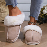 Fligmm Winter Warm Fur Indoor Home Slippers Women Fluffy Comfort Soft Bedroom Slippers for Couples Flat Non Slip House Shoes Woman