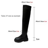 Fligmm Winter Thigh High Boots Women Plus Size Slim PU Leather Long Boots Woman Fashion Platform Over The Knee Botas Mujer 2024