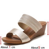 Fligmm Women Platform Slip On Summer Heeled Mules Shoes Open Toe Wedges Slides Casual Leisure Beach Gladiator Sandals Plus Size 44 0410