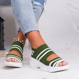 Fligmm Knitted Sandals Summer Platform Comfortable Sandals Sports Shoes Female Slip on Peep Toe Ladies Sneakers