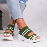 Fligmm Knitted Sandals Summer Platform Comfortable Sandals Sports Shoes Female Slip on Peep Toe Ladies Sneakers