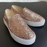 Fligmm Shoes Shallow Mouth Casual Female Sneakers Large Size Women Loafers With Fur Round Toe 2024 Big Size New Glitter Slip-on