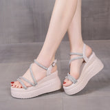 Fligmm Fashion Shoes for Women Narrow Band Women's Sandals Summer Casual Sandals Women Wedges Sandals Platform Ladies Heeled