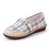 Fligmm Flat Sole Women Shoes Autumn New Woven Plaid Casual Shoes for Women Comfort Breathable Soft Sole Shoes Zapatos De Mujer