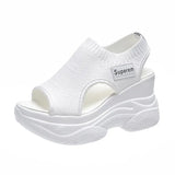 Fligmm Women's SandalsSummer Wedge Heel Elastic Cloth Cover Foot Ladies Sandals Thick-soled Fashion Trifle Elevation Casual Shoes