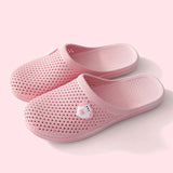 Fligmm Home Slippers Closed Toe Cutout Summer Women Fashion Flat Heel Slides Antislip Ladies Pink Beach Bathroom Indoor Slippers