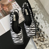 Fligmm Shoes Female Mules For Women 2024 Cover Toe Pantofle Shallow Low Ladies' Slippers New Square Slides Rubber PU Basic Retro