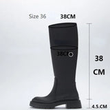 Fligmm Autumn Winter Women's Shoes Green Rubbery Long Boots Black High Boots Camping Rider Boots Chunky Fashion Boots Mujer