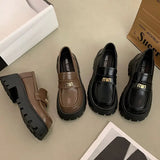 Fligmm Shoe Women Oxfords Heels Ladies Square Toe School Lolita Leather Shoes Female JK Uniform Thick Sole Shoes Zapatos Mujer