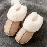 Fligmm Winter Warm Home Fur Slippers Women Luxury Faux Suede Plush Couple Cotton Shoes Indoor Bedroom Flat Heels Fluffy Slippers