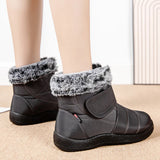 Fligmm Winter Warm Rabbit Fur Snow Boots for Women Waterproof Non Slip Winter Boots Women Plus Size Thick Plush Ankle Botas Mujer