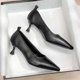 Fligmm Women Pumps Thin Heel Pointed Toe High Heels Women Soft Leather Soft Sole Versatile Comfortable Single Shoes Casual Solid Shoes