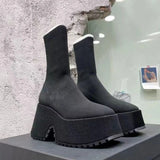 Fligmm Super High Heels Chelsea Boots Women Shoes 2024 New Chunky Ladies Shoes Sexy Pumps Platform Goth Motorcycle Black Boots