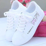 Fligmm New Arrival Fashion Lace-up Women Sneakers Women Casual Shoes Printed summer Women Pu Shoes Cute Cat Shoes