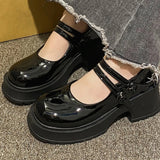 Fligmm for Women 2024 Fashion Spring and Autumn Women's Pumps Mary Jane Round Toe Shallow Mouth One Word Buckle Shoes Women