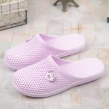 Fligmm Home Slippers Closed Toe Cutout Summer Women Fashion Flat Heel Slides Antislip Ladies Pink Beach Bathroom Indoor Slippers