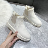 Fligmm Women Snow Boots Plush Warm Non Slip Waterproof Ladies Flats Sneakers Casual Slip on Female Ankle Boots Botas Mujer