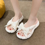 Fligmm Bowknot Platform Flip Flop for Women 2024 Summer Beach Non Slip Wedge Slippers Woman Thick Sole Clip Toe Slides Sandals