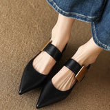 Fligmm Women Nature Suede High Thick Heels SmallHut New 2024 Spring Black Apricot Square Toe Pumps Elegant Lady Metal Decoration Shoes