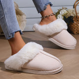 Fligmm Winter Warm Fur Indoor Home Slippers Women Fluffy Comfort Soft Bedroom Slippers for Couples Flat Non Slip House Shoes Woman