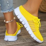 Fligmm Breathable Mesh Slippers for Women 2024 Lightweight Slip On Walking Shoes Woman Yellow Flat Bottom Non Slip Half Slippers