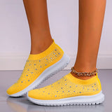 Fligmm Crystal Flats Shoes for Women Plus Size Breathable Mesh White Sneakers Woman 2024 Autumn Soft Sole ladies Sports Shoes