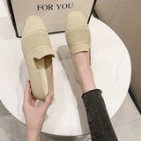 Fligmm Summer New Knitted Flat Bottom Women's Single Shoe Fashionable Lightweight Single Shoes for Women Breathable Women Shoes