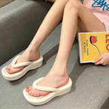 Fligmm Women Beach slippers Flip Flops Thick Sole Wedge Heels Sandals Girls Outdoor Slides Non-Slip Homes Slippers Fashion Flip-Flops