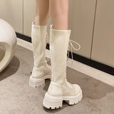 Fligmm 2024 Autumn Winter New Chunky Platform Long Boots Women Thick-soled Stretch Knitted Knee High Boots Woman Botas De Mujer