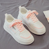 Fligmm Platform Sneakers Women Running Sports Shoes Woman Walking Chunky Sneakers White Casual Slip on Vulcanized Shoes Pink