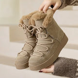 Fligmm Winter New Platform Plush Snow Boot Fashion Thick Soled Nude Boot Premium Thickened Warm Cotton Shoe Women Popular Designer