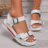 Fligmm Buckle Platform Sandals for Women 2024 Summer Casual Non Slip Beach Shoes Woman Comfort Wedge Sandalias Mujer Plus Size