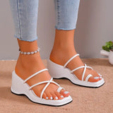 Fligmm Women's White Wedge Sandals Summer 2024 Ring Toe Cross Strap Gladiator Sandals Woman Non Slip Platform Beach Slippers Plus Size