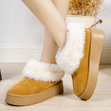 Fligmm Fur Warm Snow Boots for Women 2024 New Chunky Platform Plush Ankle Botas Mujer Non Slip Thick Bottom Cotton Shoes Woman