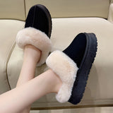 Fligmm Women Thick Sole Faux Fur Slippers Winter Plush Warm Cotton Shoes Woman Indoor Outdoor Non Slip Fluffy Platform Slippers 2024