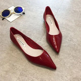 Fligmm Women Pointed Toe Patent Leather Yellow Wine Red Lady Fashion Flats Candy Color Flat Sole Flat Heel Shoes Large Size 43 44