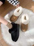 Fligmm Women's Leather Boots Boots-Women Winter Footwear Plush Australia Female Shoes Round Toe  2024 Rubber Fur Snow Lolita Ladies