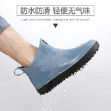 Fligmm Fashion Men and Women Waterproof Short Rain Boots Non-slip Kitchen Water Shoes Thick-soled Fishing Rubber Shoes Size 36-45