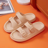 Fligmm Buckle Thick Platform Slippers Women Home Soft Sole eva Cloud Slides Sandals Woman 2024 Summer Non Slip Beach Flip Flops