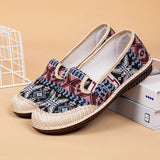 Fligmm Quality Women Shoes 2024 New Ethnic Style Woven Embroidery Shoes Female Fashion Breathable Flat Sole Casual Shoes for Women