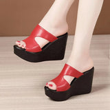 Fligmm Heel Wedges Sandals For Women 2024 Summer New Platform Fashion Footwear Red Black White Large Size Sandals