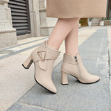 Fligmm Spring/summer New Korean Version of High Heel Short Boots Female Thick Heel Pointed Fashion Short Ankle Boots Female